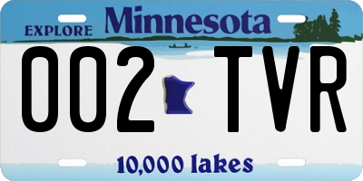 MN license plate 002TVR