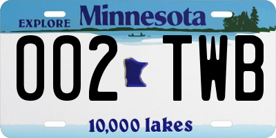 MN license plate 002TWB