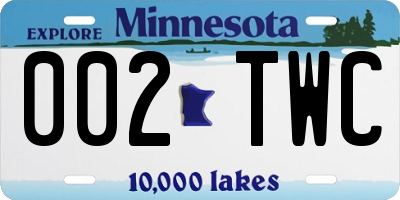 MN license plate 002TWC
