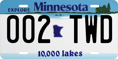 MN license plate 002TWD
