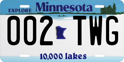 MN license plate 002TWG