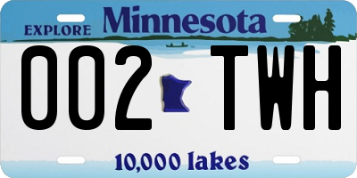 MN license plate 002TWH