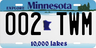 MN license plate 002TWM