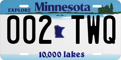 MN license plate 002TWQ