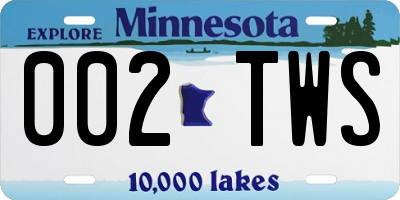MN license plate 002TWS