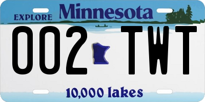 MN license plate 002TWT