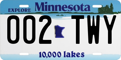 MN license plate 002TWY
