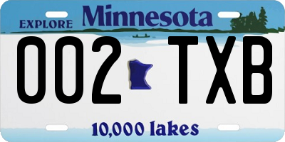 MN license plate 002TXB