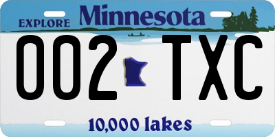 MN license plate 002TXC