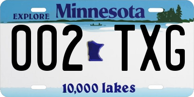 MN license plate 002TXG