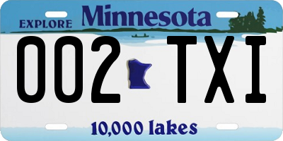 MN license plate 002TXI