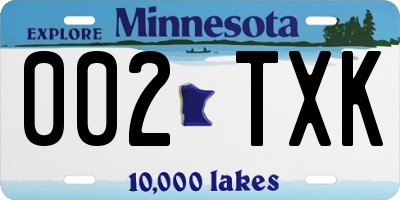 MN license plate 002TXK