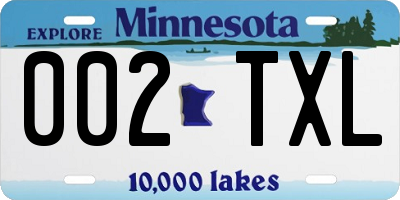 MN license plate 002TXL