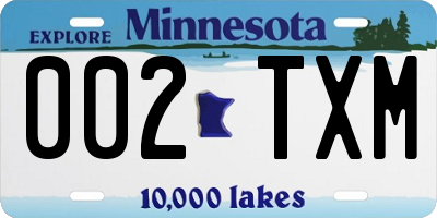 MN license plate 002TXM