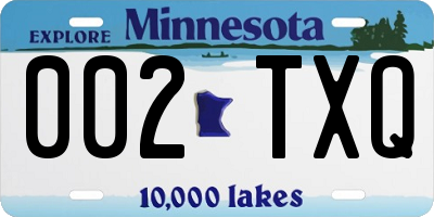 MN license plate 002TXQ