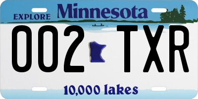 MN license plate 002TXR