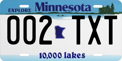 MN license plate 002TXT