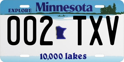 MN license plate 002TXV