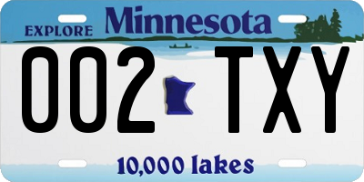 MN license plate 002TXY