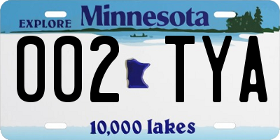 MN license plate 002TYA