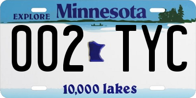 MN license plate 002TYC