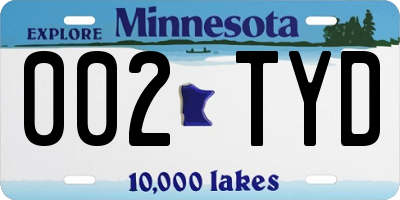 MN license plate 002TYD