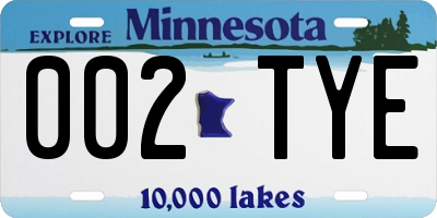 MN license plate 002TYE