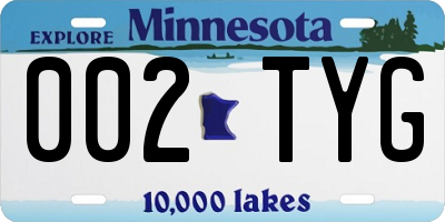 MN license plate 002TYG