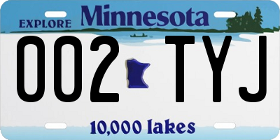 MN license plate 002TYJ
