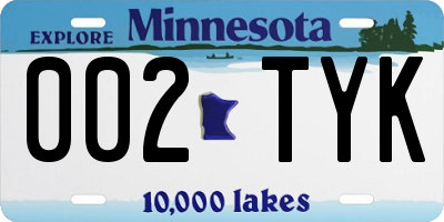 MN license plate 002TYK