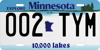 MN license plate 002TYM