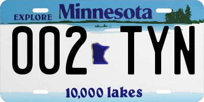 MN license plate 002TYN