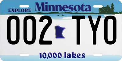 MN license plate 002TYO
