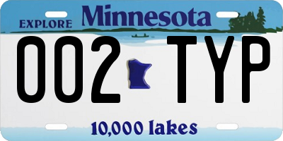 MN license plate 002TYP