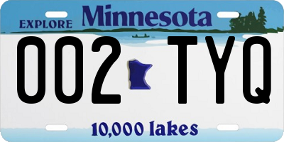 MN license plate 002TYQ