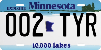 MN license plate 002TYR