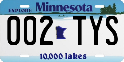 MN license plate 002TYS