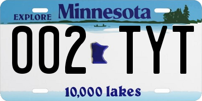 MN license plate 002TYT
