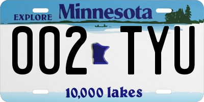 MN license plate 002TYU