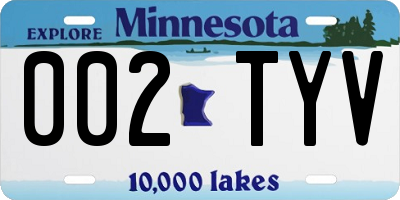 MN license plate 002TYV