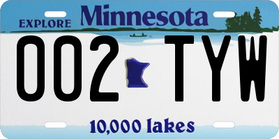MN license plate 002TYW