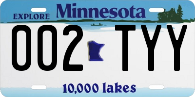 MN license plate 002TYY