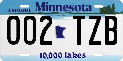 MN license plate 002TZB