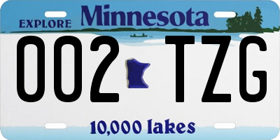 MN license plate 002TZG