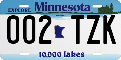 MN license plate 002TZK