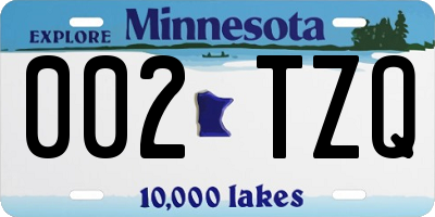 MN license plate 002TZQ