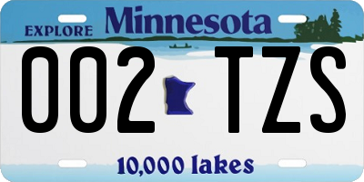 MN license plate 002TZS