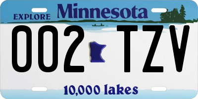 MN license plate 002TZV