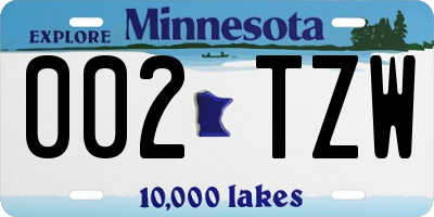 MN license plate 002TZW