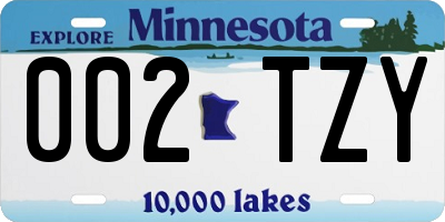MN license plate 002TZY